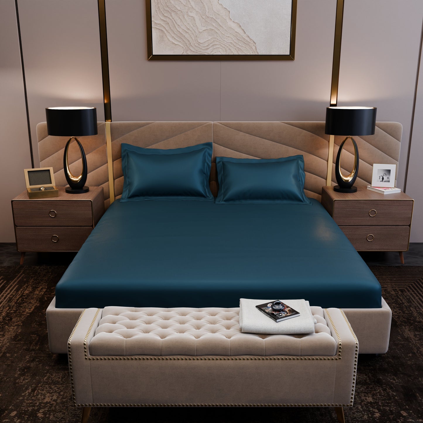 Ocean Azure Luxstre Cotton Fitted Sheet Set