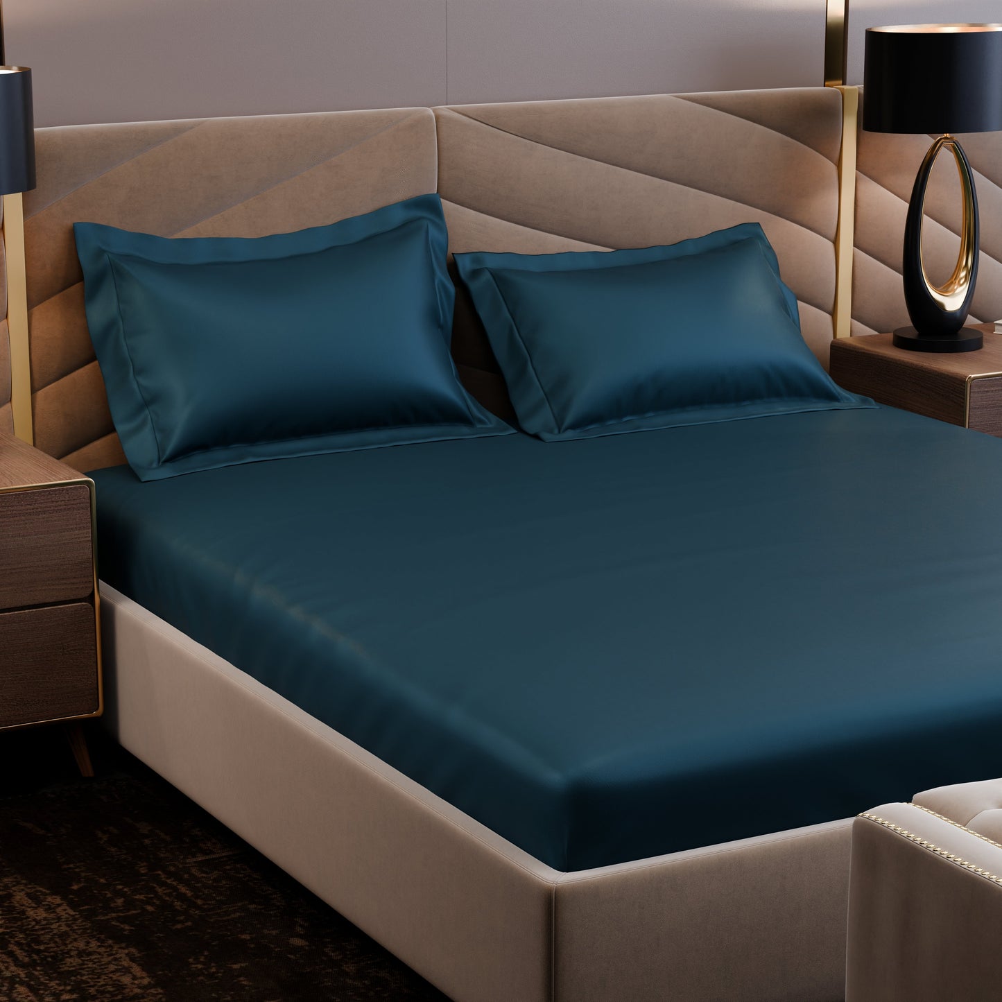 Ocean Azure Luxstre Cotton Fitted Sheet Set