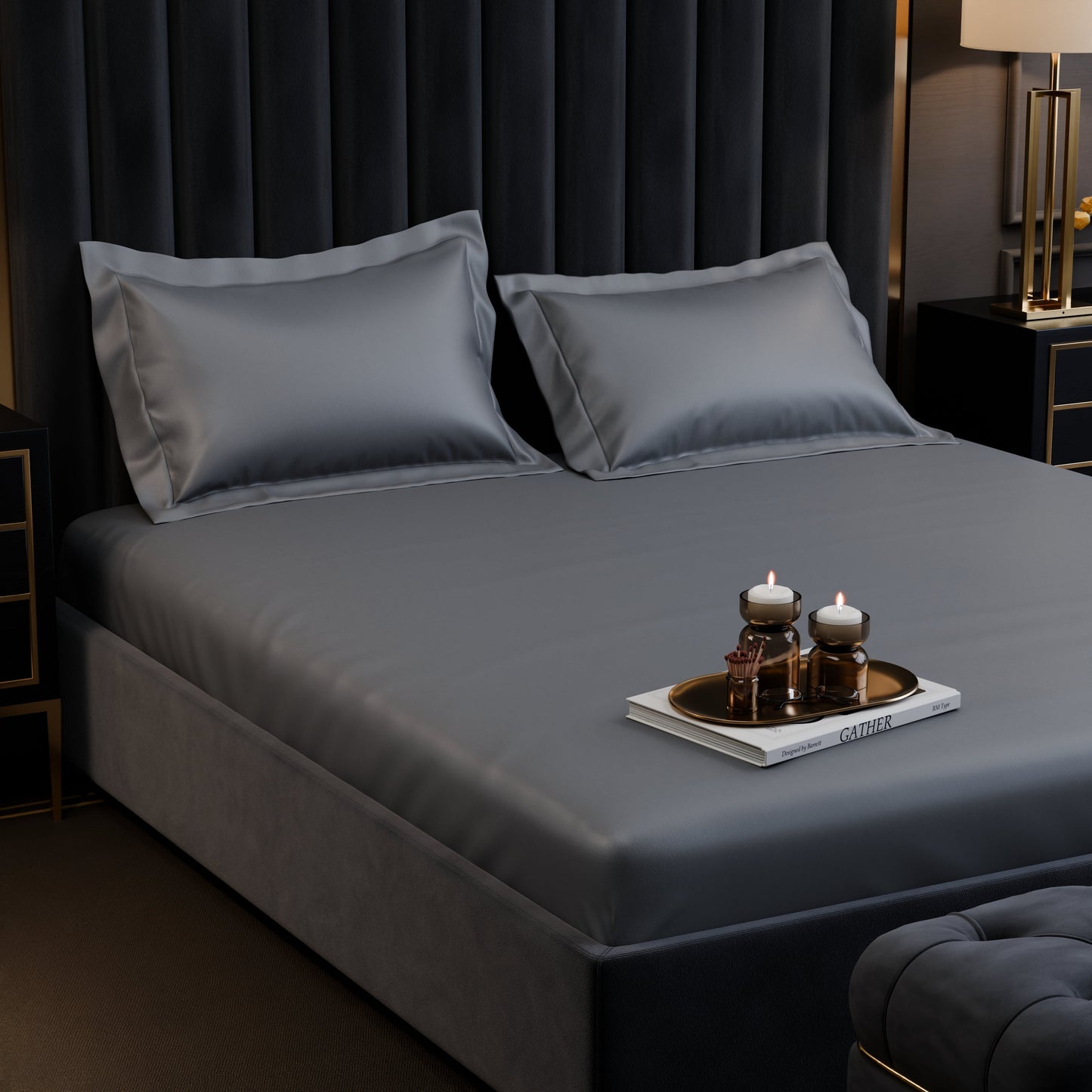 Storm Grey Luxstre Cotton Fitted Sheet Set