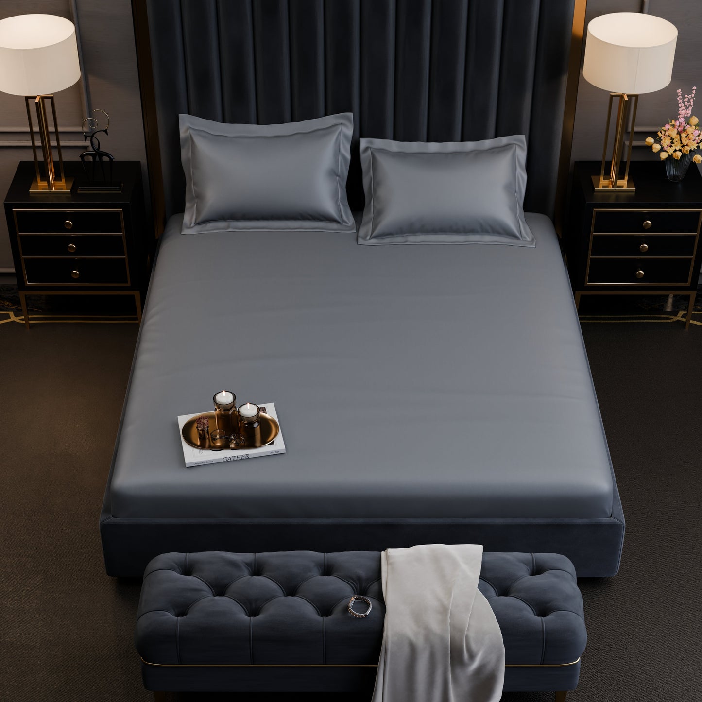 Storm Grey Luxstre Cotton Fitted Sheet Set