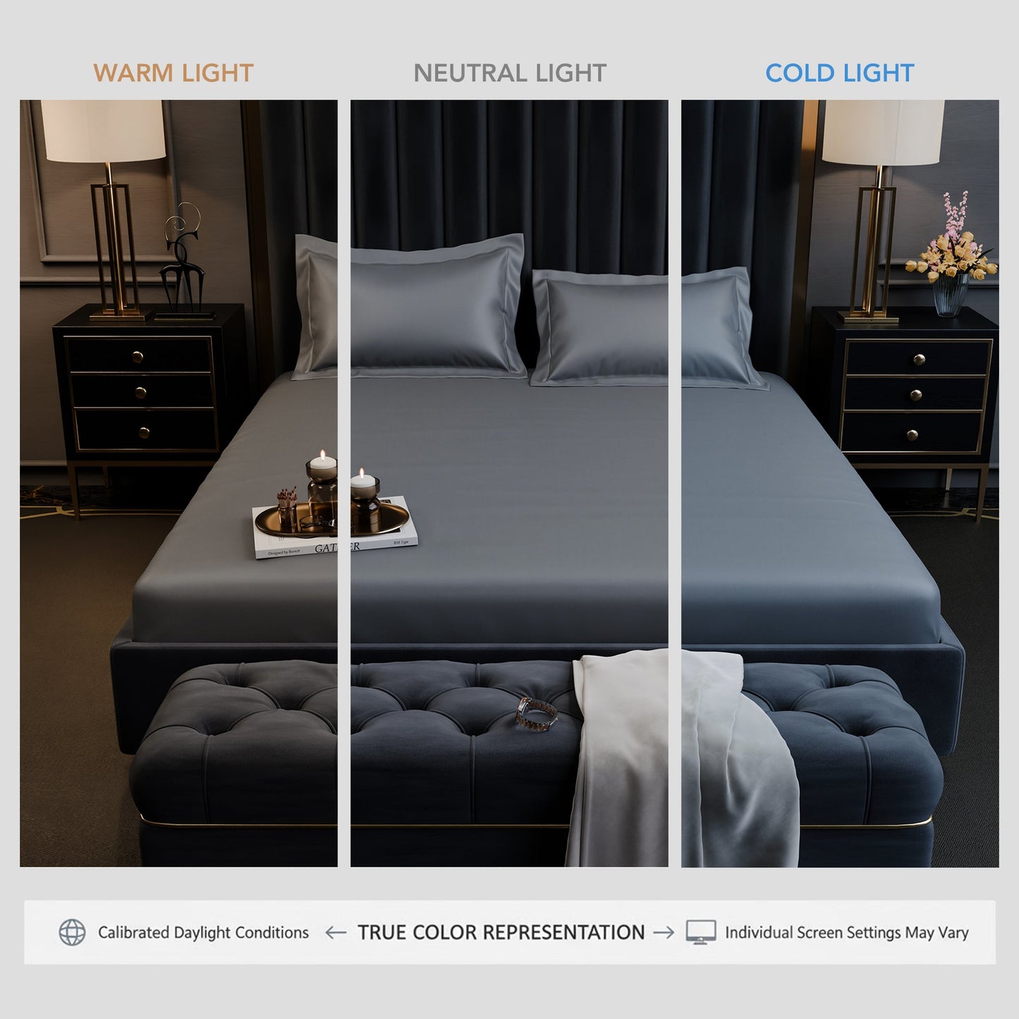 Storm Grey Luxstre Cotton Fitted Sheet Set
