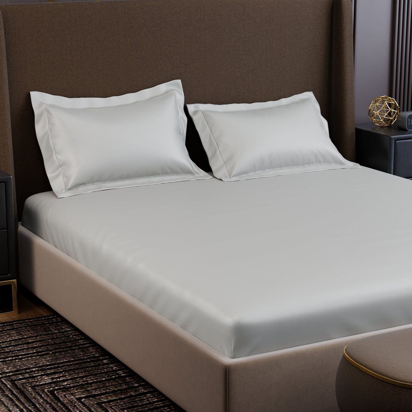 Frosted Ivory Luxstre Cotton Fitted Sheet Set