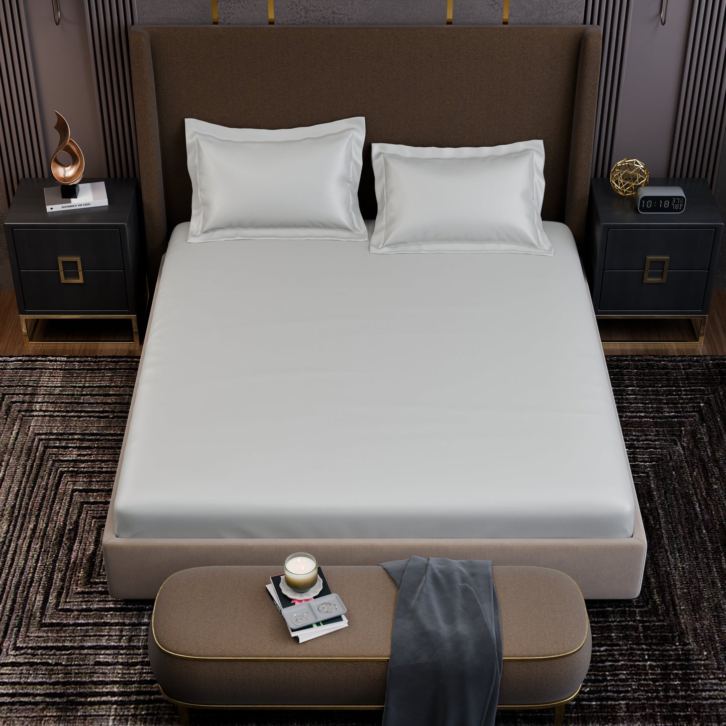 Frosted Ivory Luxstre Cotton Fitted Sheet Set