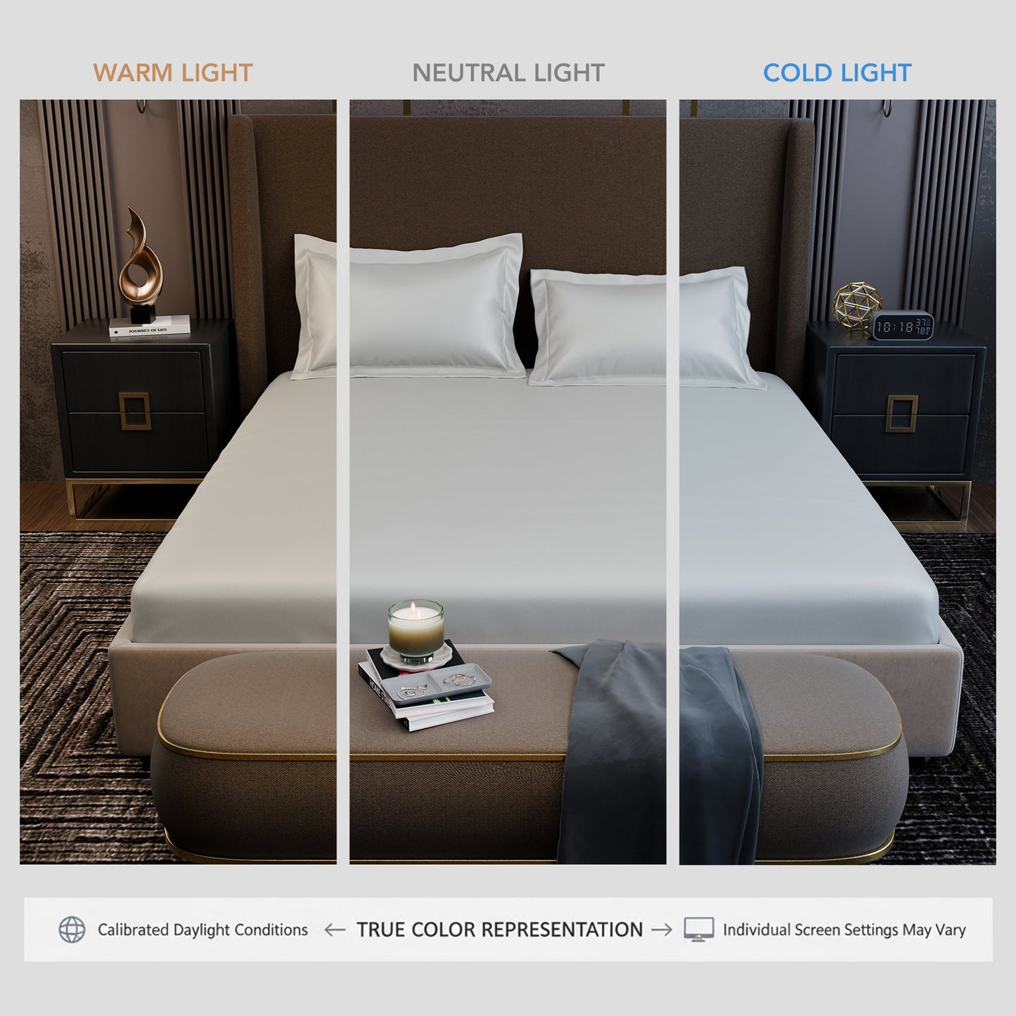 Frosted Ivory Luxstre Cotton Fitted Sheet Set