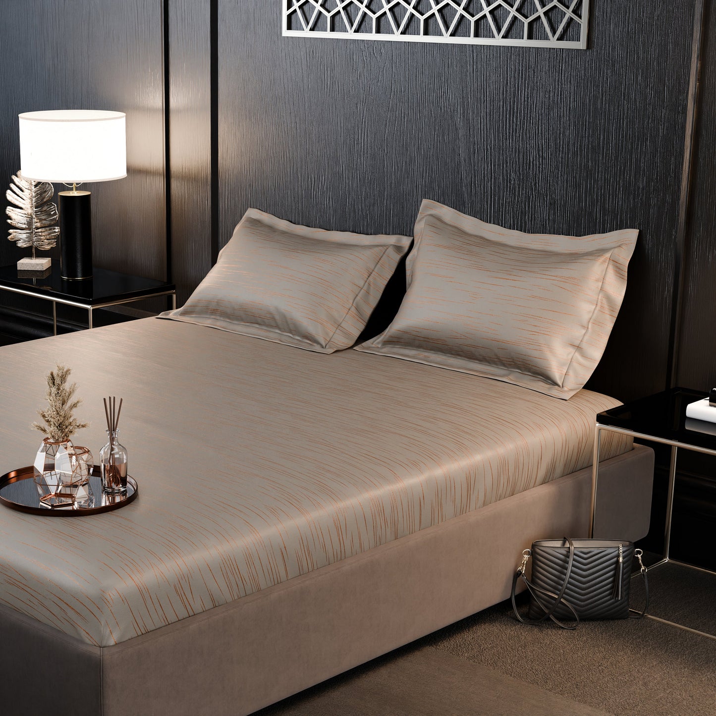 Sandstone Glow  Luxstre Cotton Fitted Sheet Set