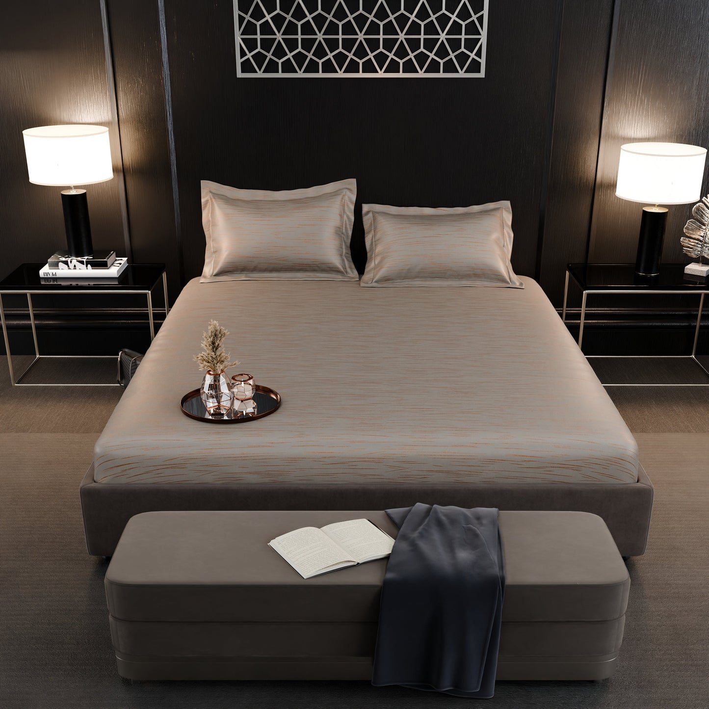 Sandstone Glow  Luxstre Cotton Fitted Sheet Set