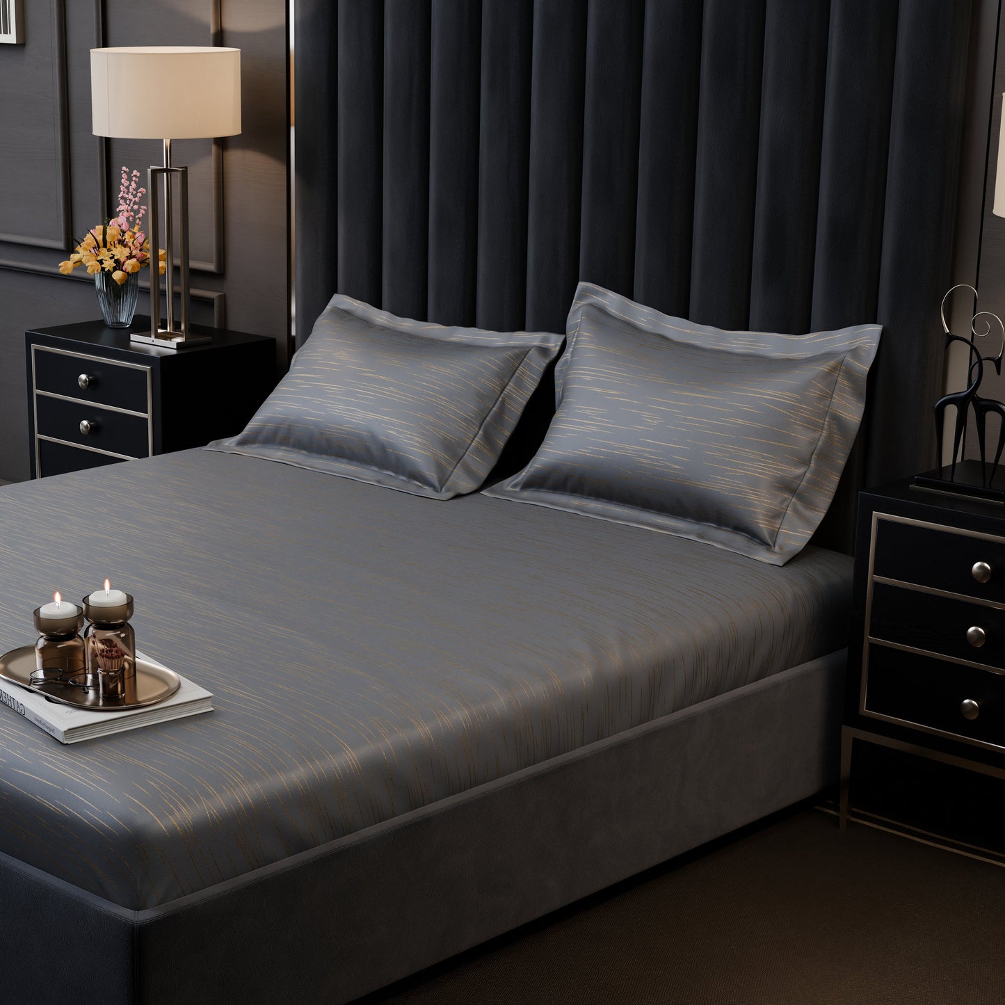 Golden Dusk  Luxstre Cotton Fitted Sheet Set