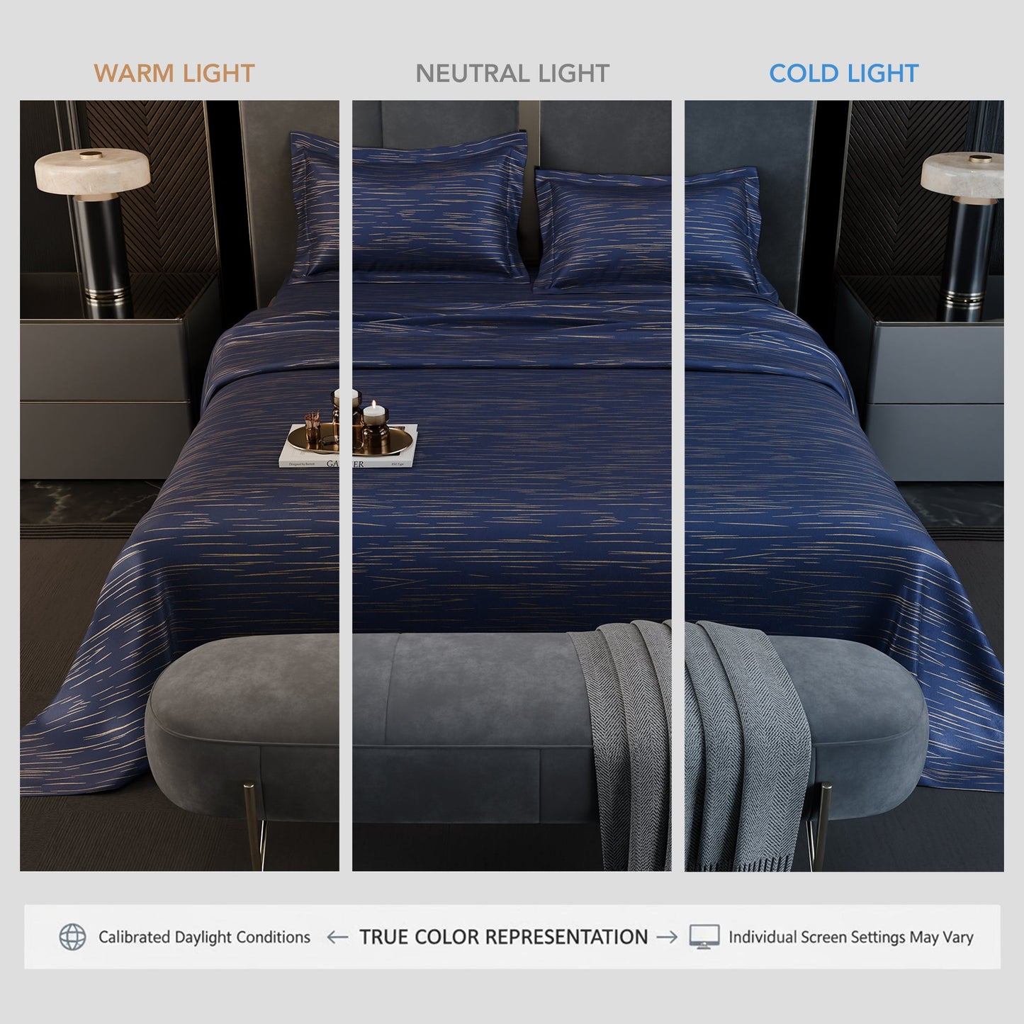Sapphire Sparkle  Luxstre Cotton Bedsheet Set