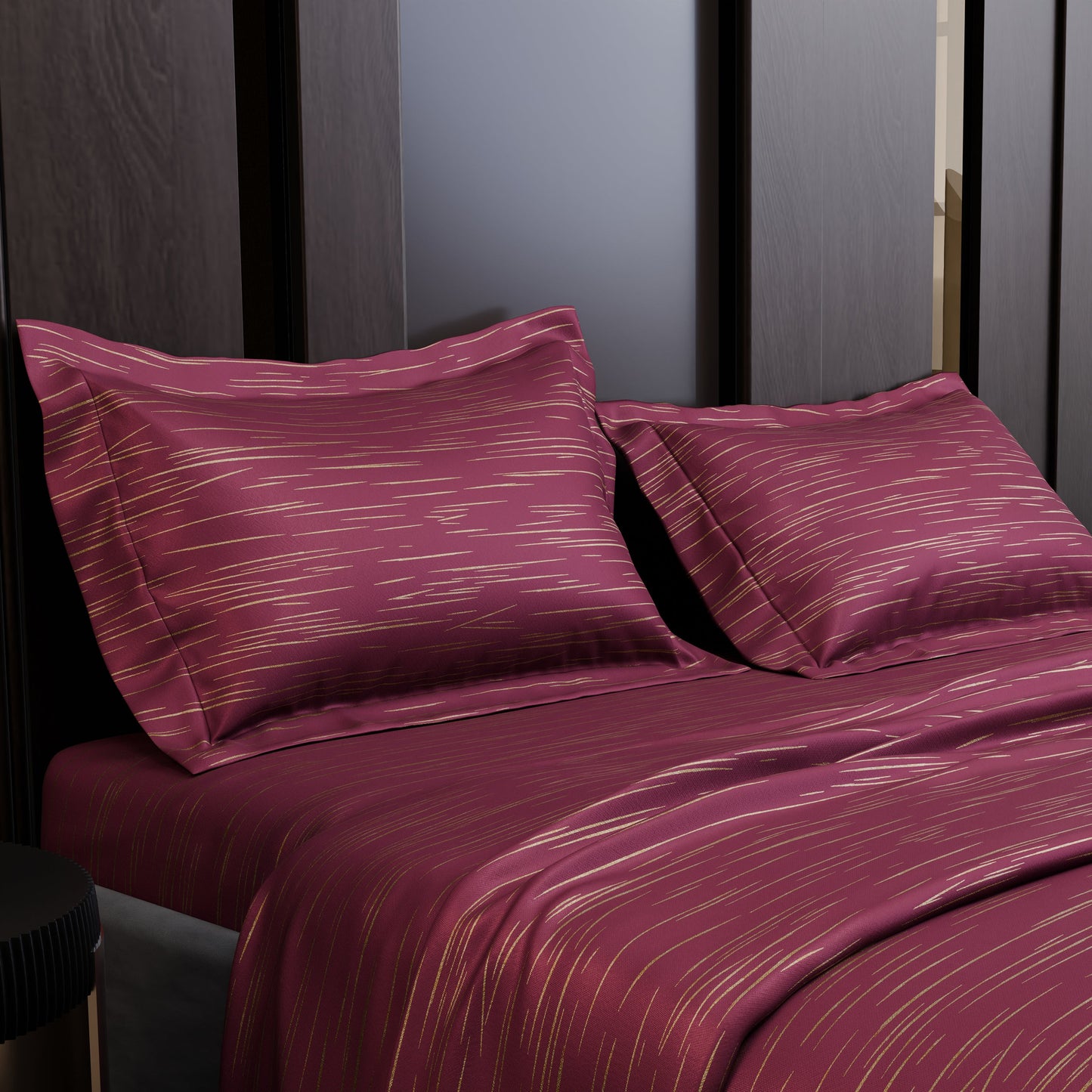 Crimson Radiance  Luxstre Cotton Bedsheet Set