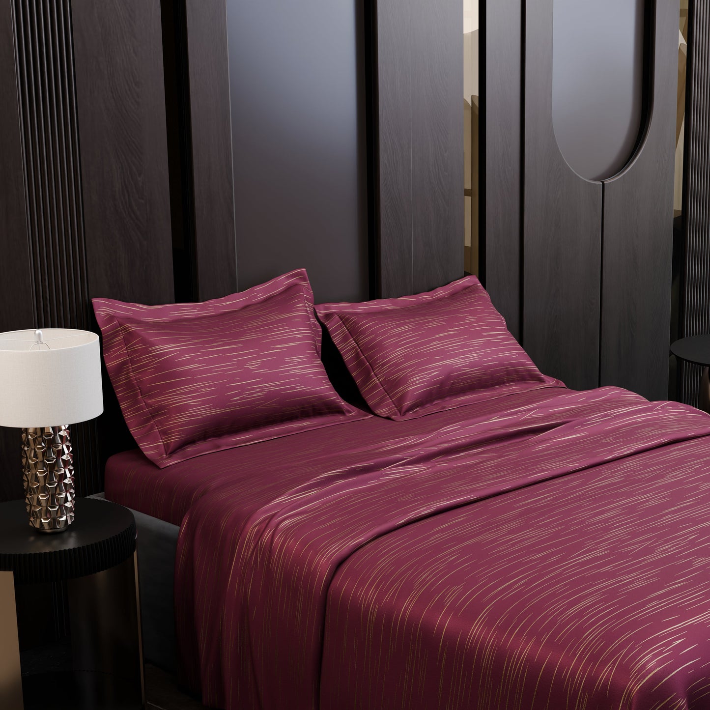 Crimson Radiance  Luxstre Cotton Bedsheet Set