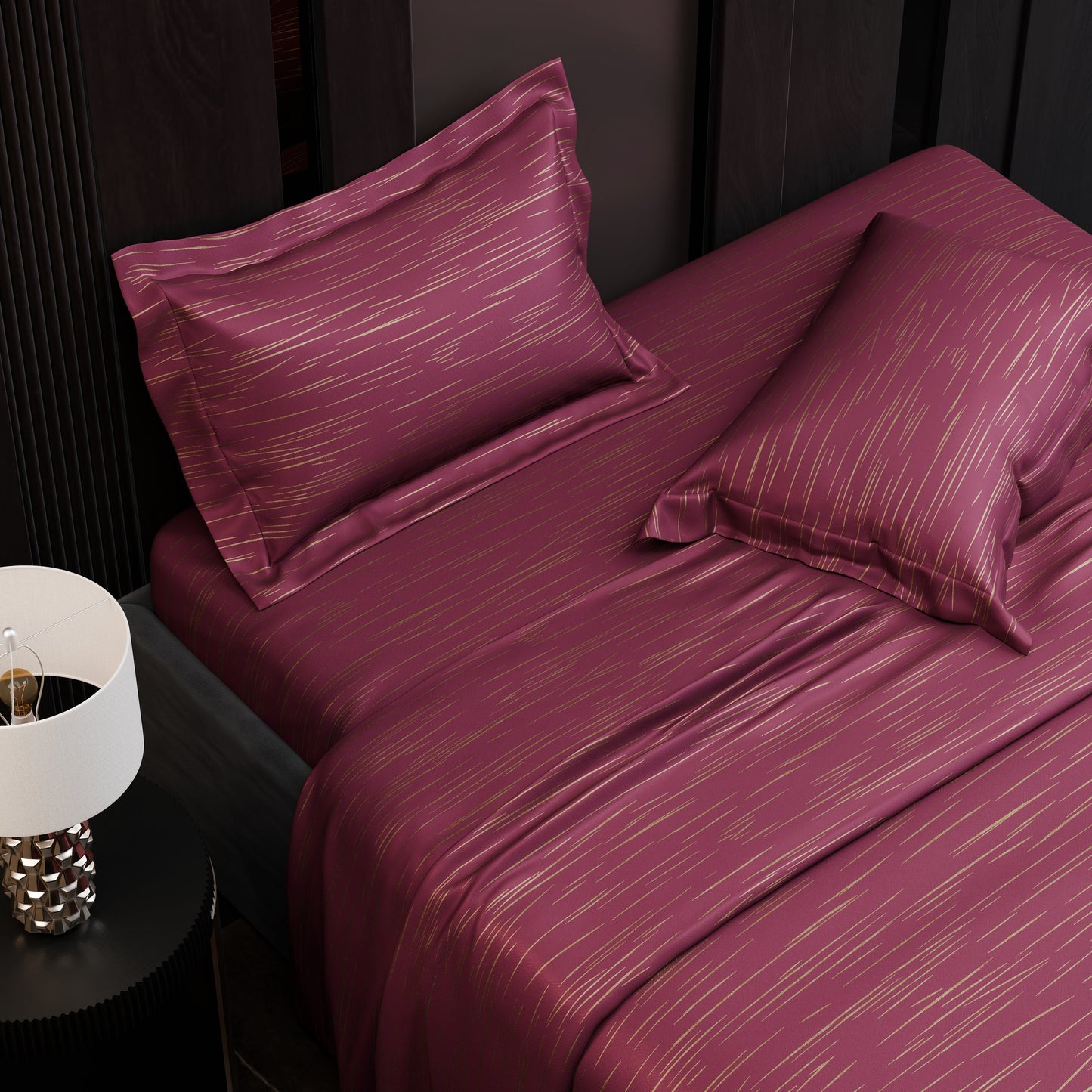 Crimson Radiance  Luxstre Cotton Bedsheet Set