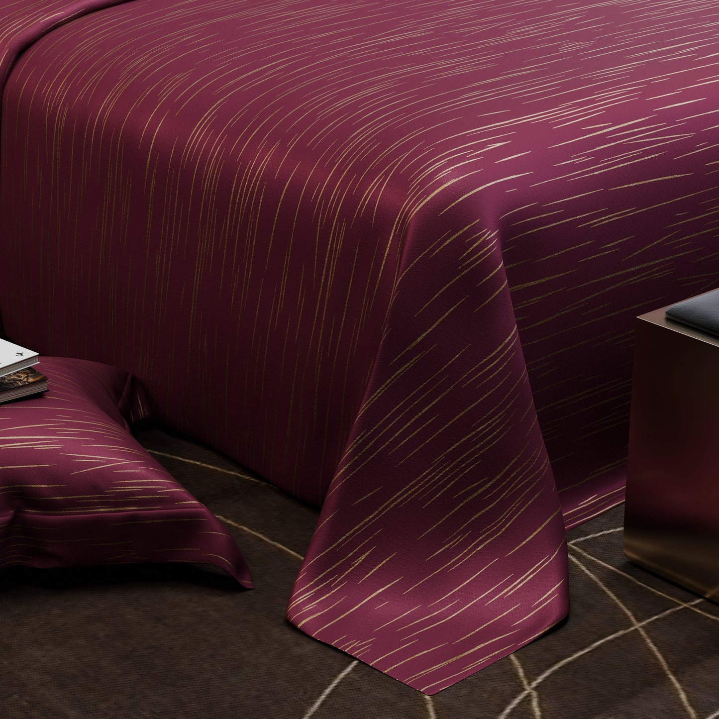 Crimson Radiance  Luxstre Cotton Bedsheet Set