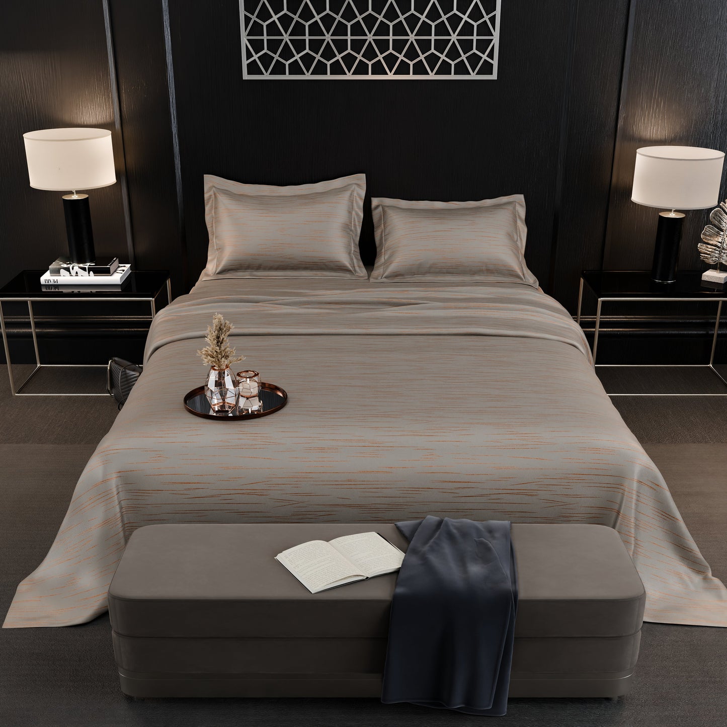 Sandstone Glow  Luxstre Cotton Bedsheet Set