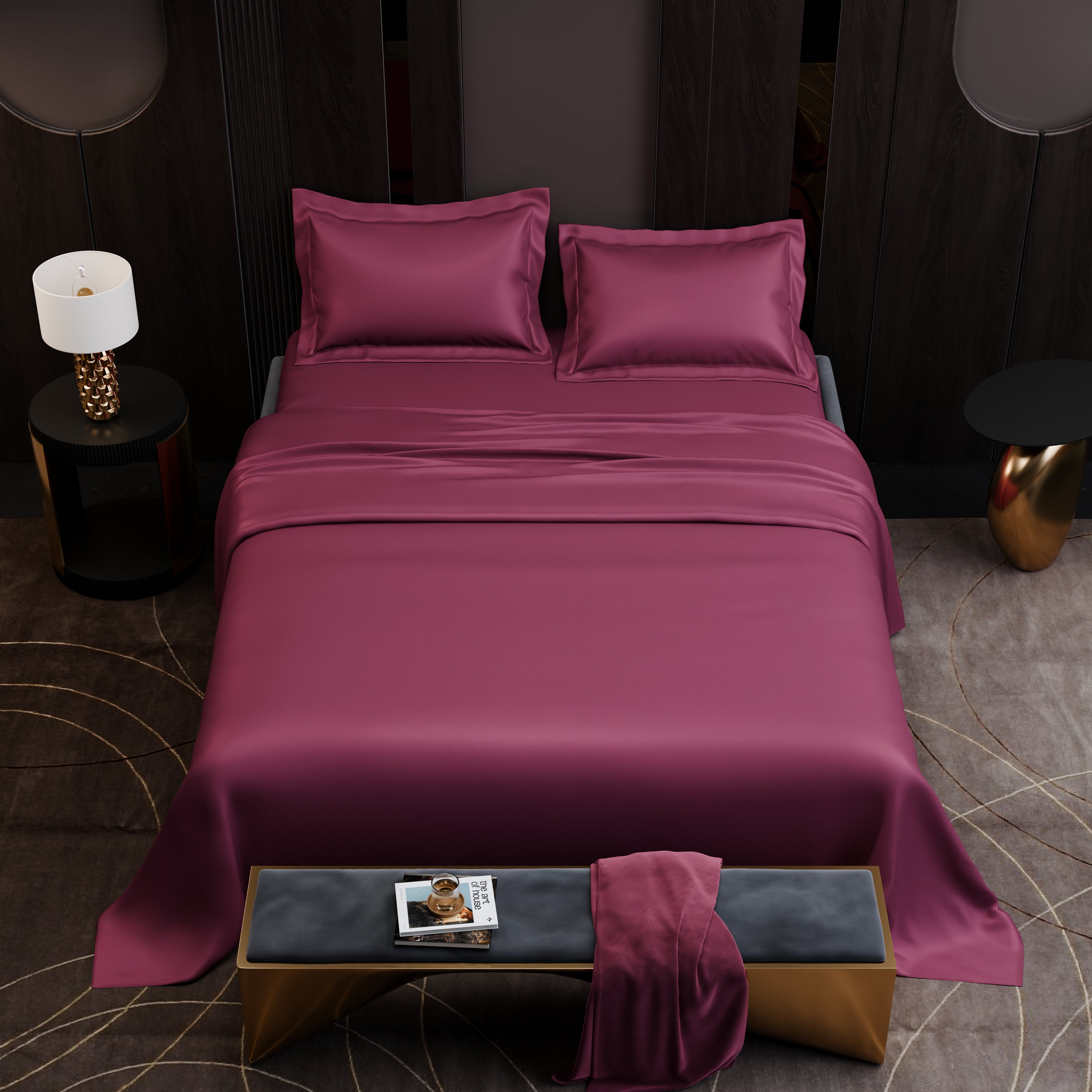Cherry Crimson Luxstre Cotton Bed Sheet Set
