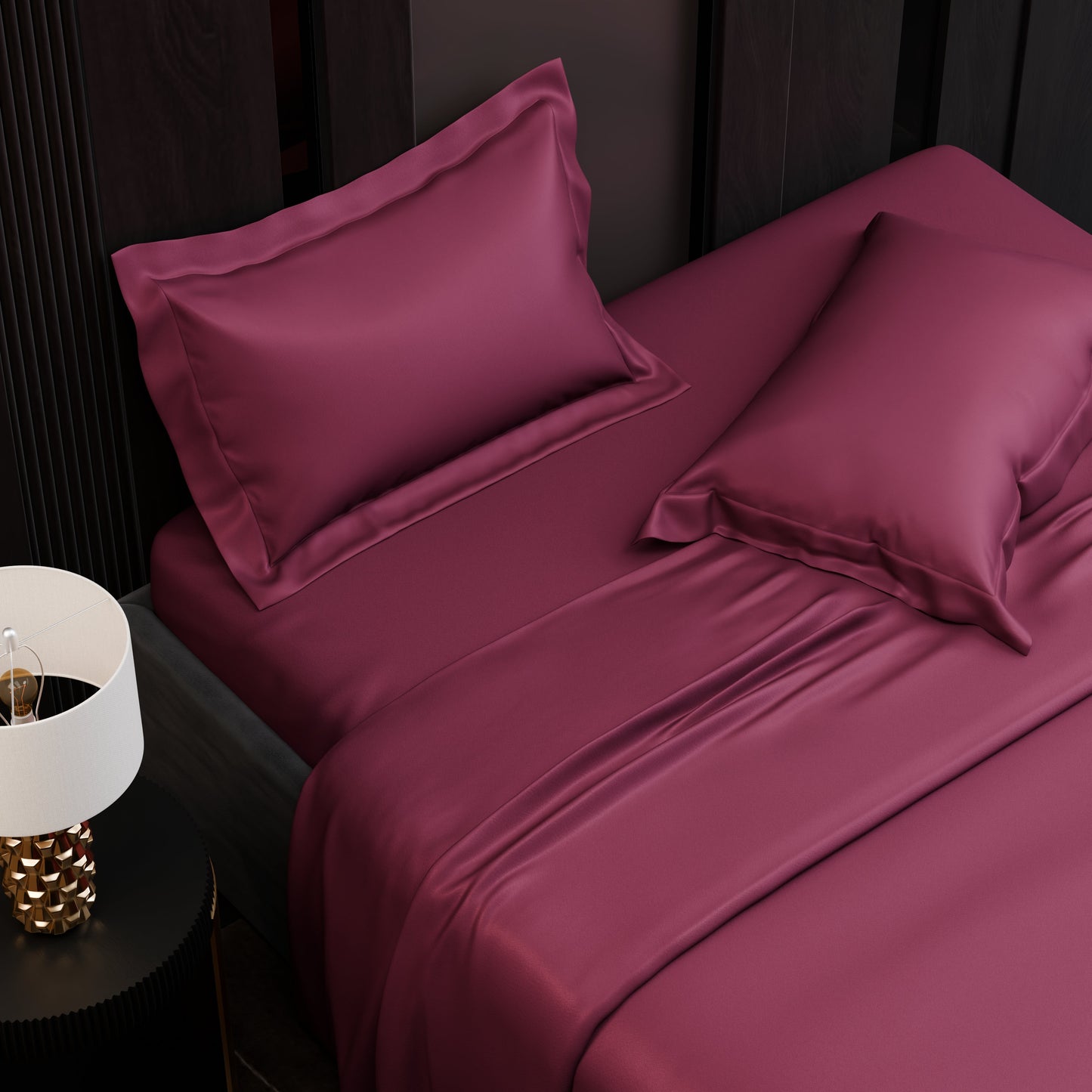 Cherry Crimson Luxstre Cotton Bed Sheet Set