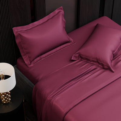 Cherry Crimson Luxstre Cotton Bed Sheet Set