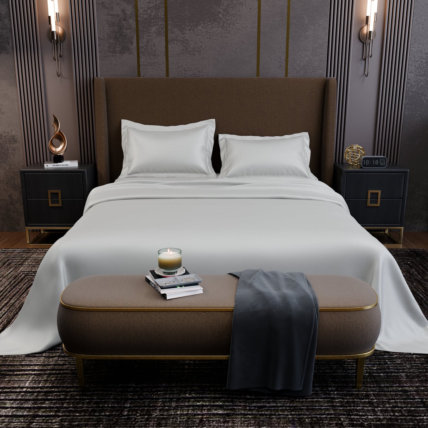 Frosted Ivory Luxstre Cotton Bed Sheet Set