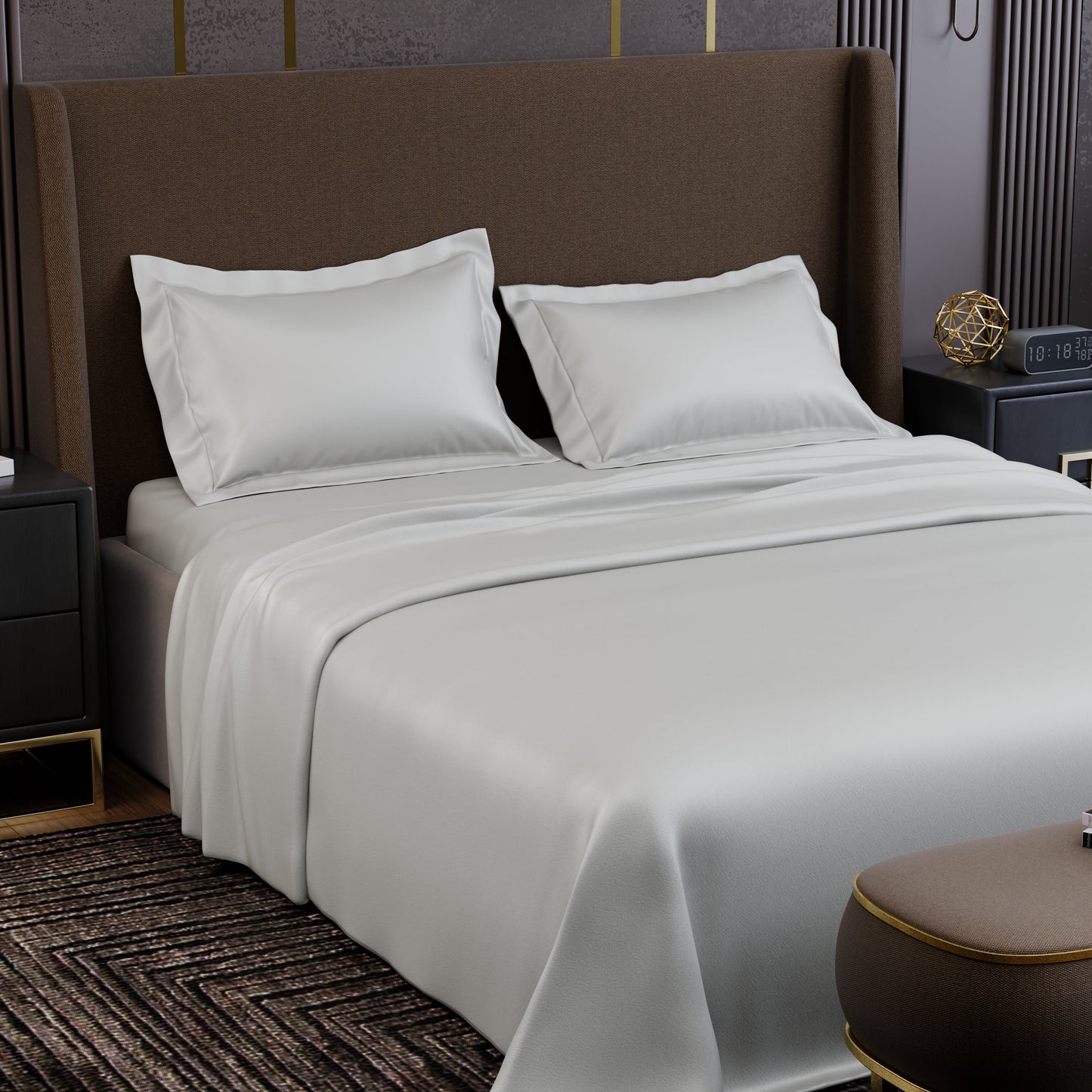 Frosted Ivory Luxstre Cotton Bed Sheet Set