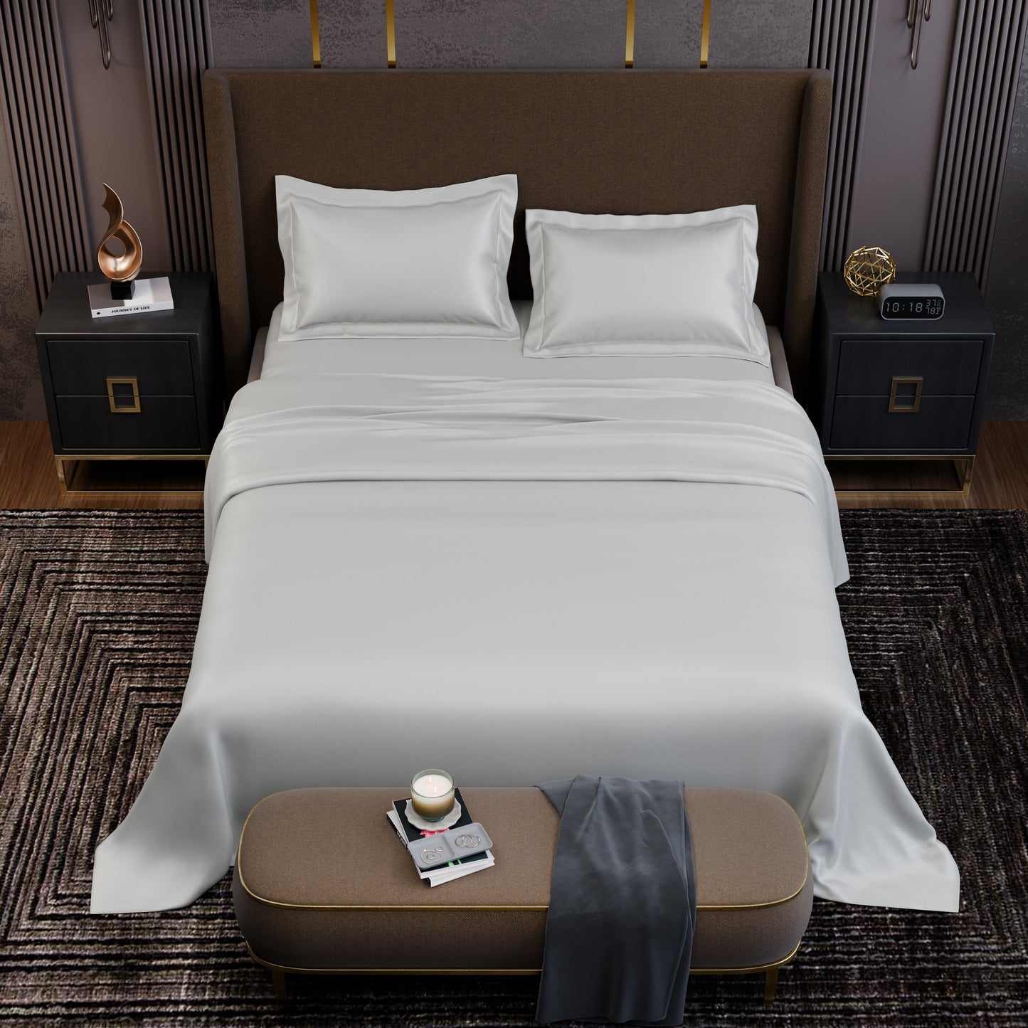 Frosted Ivory Luxstre Cotton Bed Sheet Set