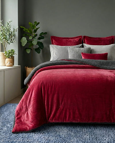 Sherpa Milano King Size Reversible 2 in 1 Blanket - Mehroon
