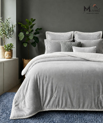 Sherpa Milano King Size Reversible 2 in 1 Blanket - Grey