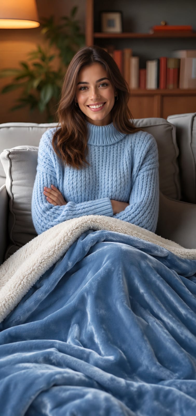 Sherpa Milano King Size Reversible 2 in 1 Blanket -Sky blue