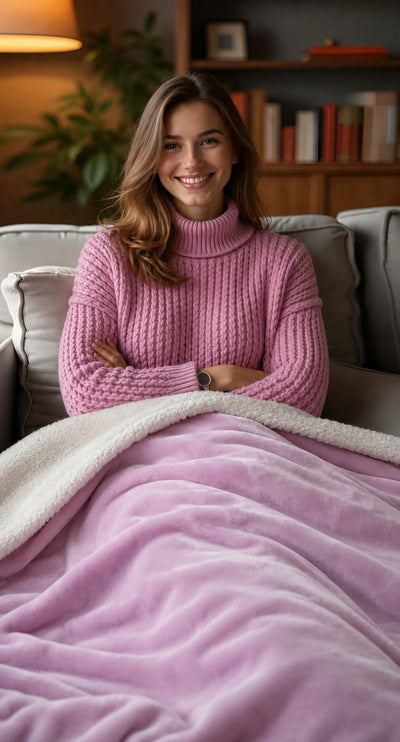 Sherpa Milano King Size Reversible 2 in 1 Blanket - Pink