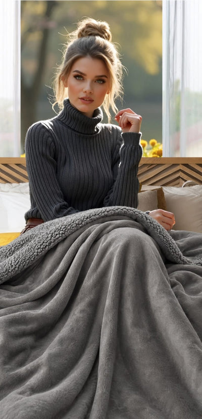 Sherpa Milano King Size Reversible 2 in 1 Blanket -Dark grey