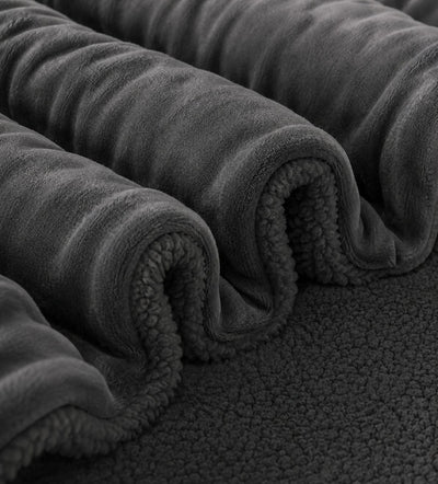 Sherpa Milano King Size Reversible 2 in 1 Blanket -Dark grey