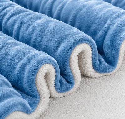 Sherpa Milano King Size Reversible 2 in 1 Blanket -Sky blue